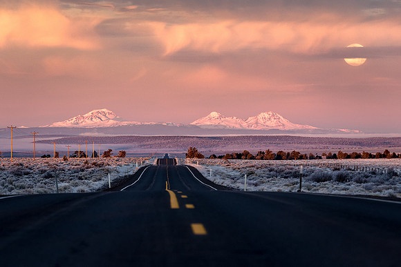 Three Sisters Morning Highway Moon