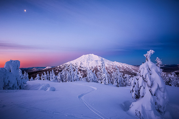 Mount Bachelor Crescent Moon Winter