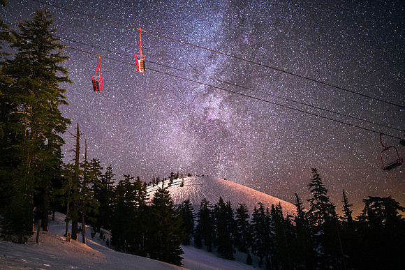 Mount Bachelor Red Chair Night